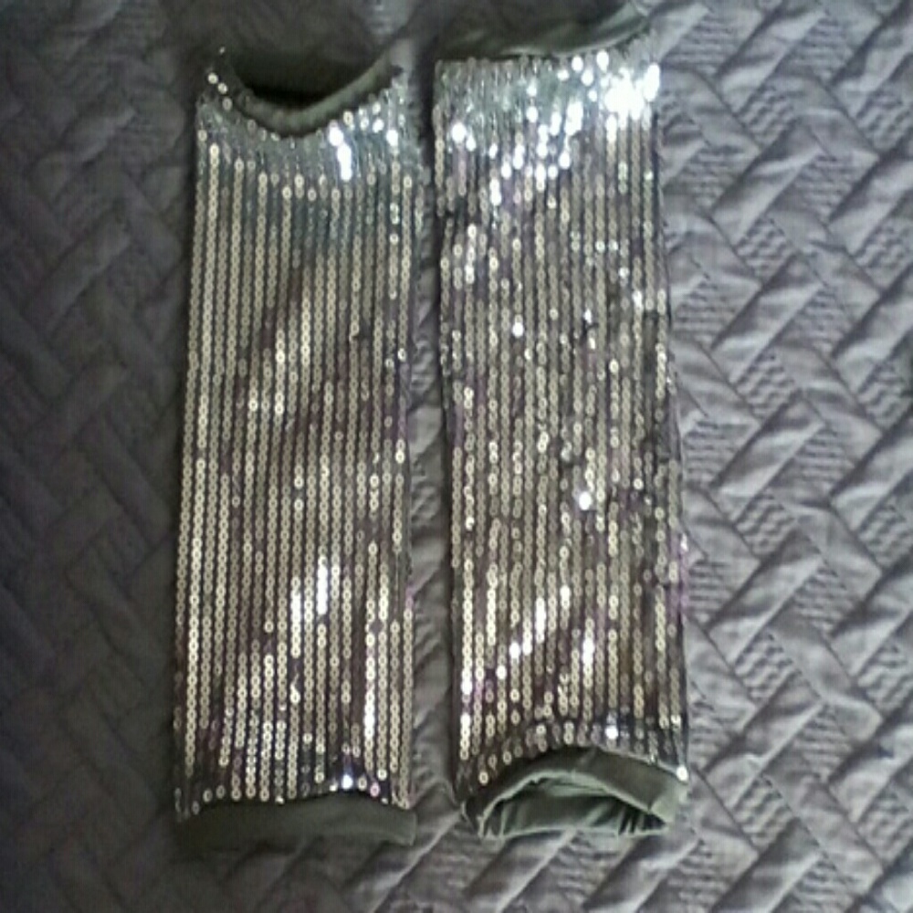 Sequin Gray Leg Warmers